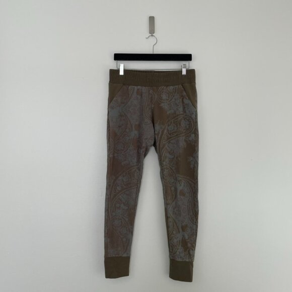 Free People We The Free Army Green Paisley Joggers Size Medium - Picture 1 of 7